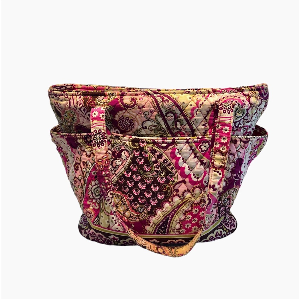 Vera Bradley tote bag. Pink, purple, green paisley. Lots of pockets!